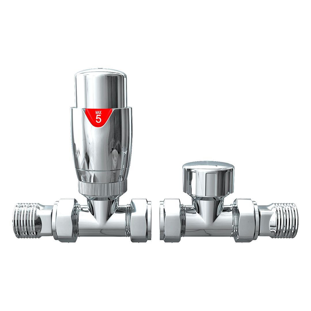 ANTHRACITE & CHROME Thermostatic Radiator Valves Straight Angled Corner